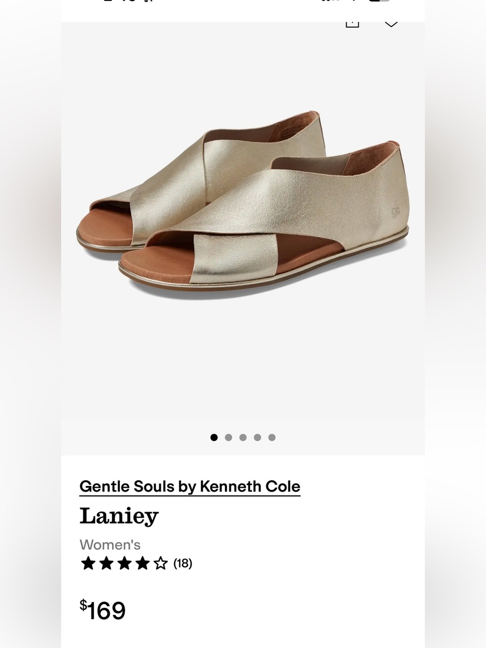 NWOT gentle souls Laniey Women's Metallic Gold Open-Toe Sandals